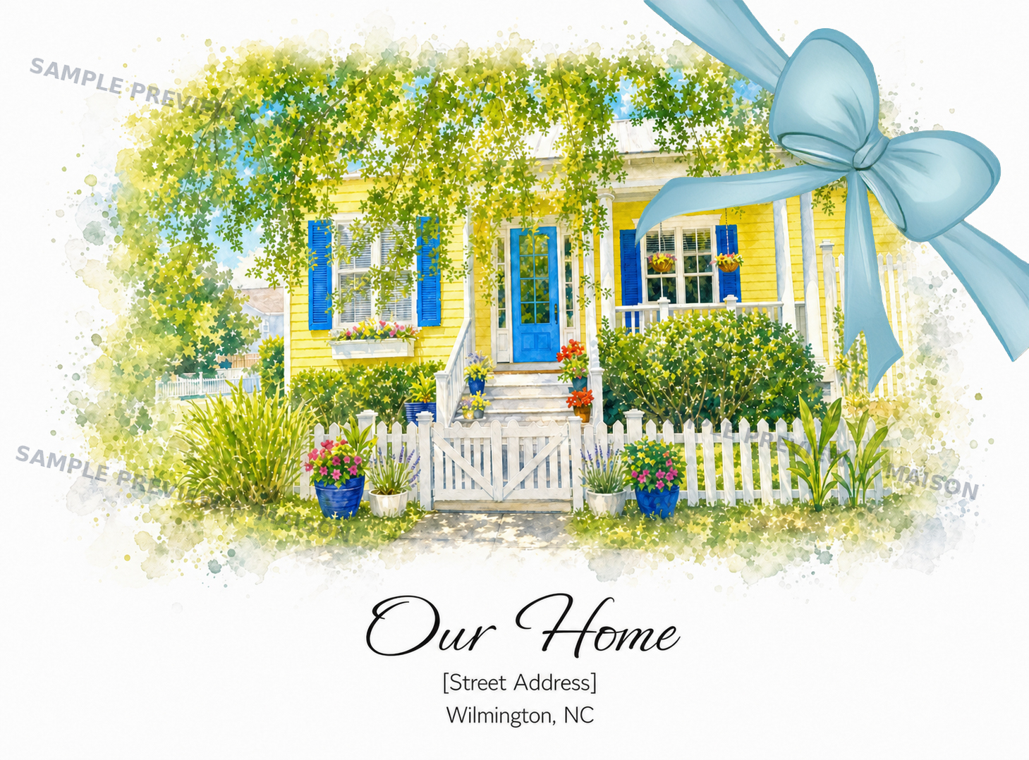 Custom watercolor keepsake of The Yellow Cottage